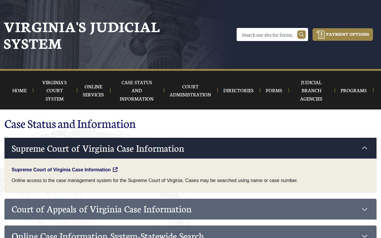 Virginia Case Status and Information search for Amelia County court record follow-up